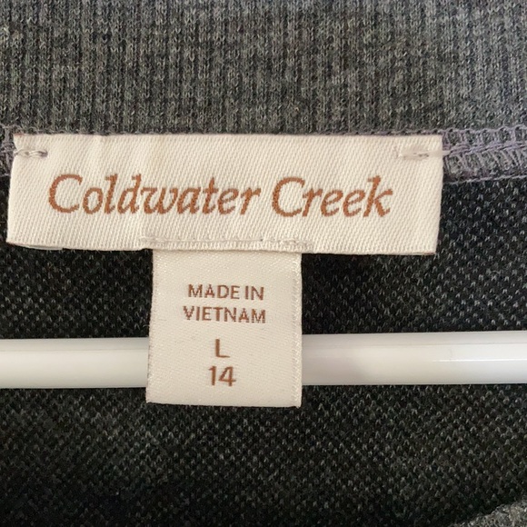 Coldwater Creek L 14 Gray Black Polka Dot Sweater Pullover Sweater Top - Picture 4 of 7